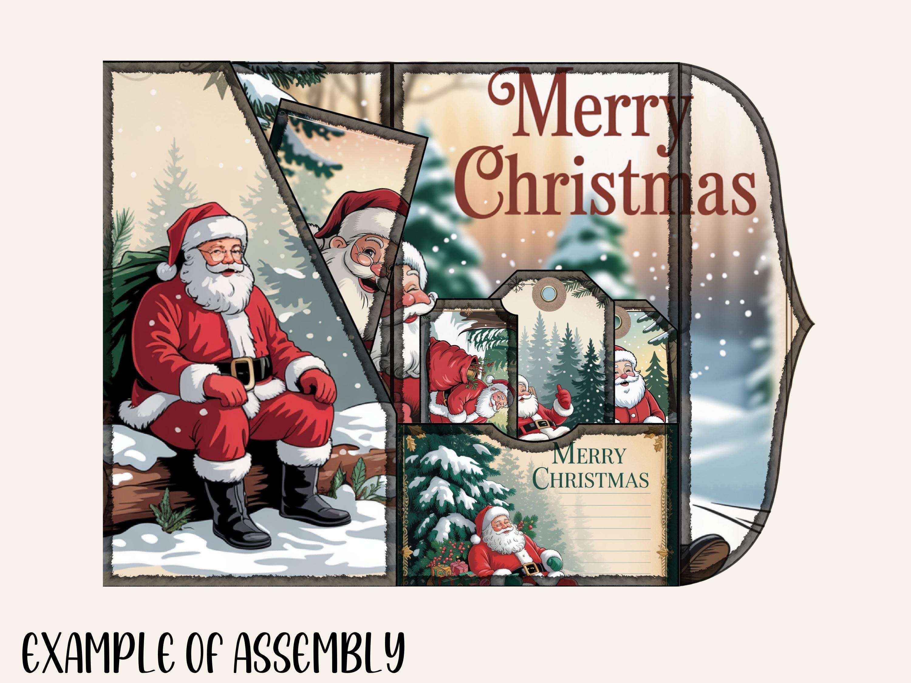 Printable Christmas Santa Trifold Folio Kit, DIY Junk Journal Folding ...