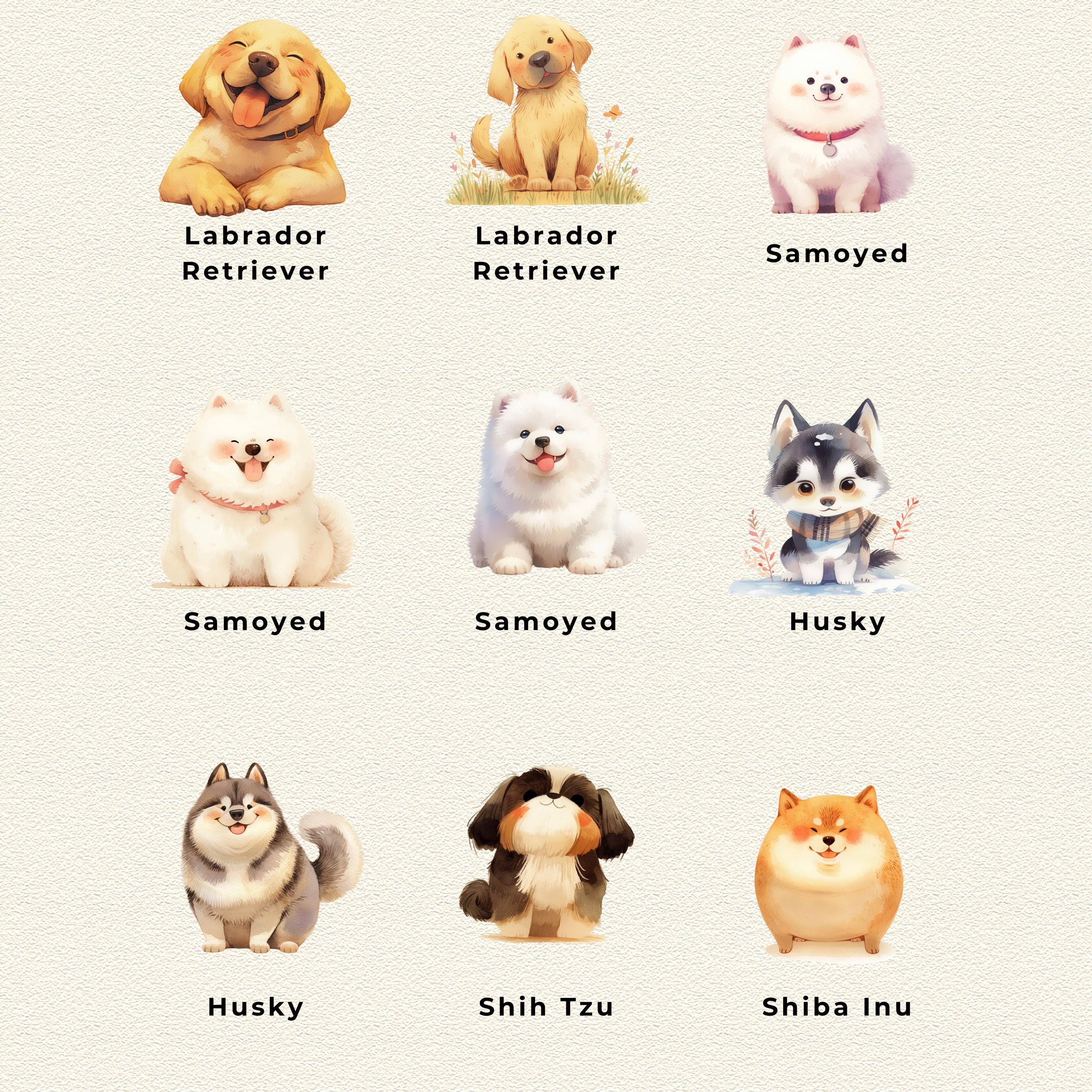 54 Cute Watercolor Dogs Clipart Bundle | Whimsical Puppy PNG Clip Art ...
