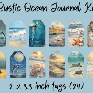 Coastal Junk Journal Ephemera Kit | Printable Tags, Pockets, Papers | Ephemera | Nautical | Sea | Ocean | Beach | Commercial Use | 98 JPG