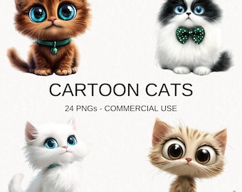 24 Cartoon Cat PNGs Transparent, Cat Designs, Printable Cat, Cat Clipart, Cute Cat PNG, Cute Cat Clipart, Happy Cat PNG, Cat Images