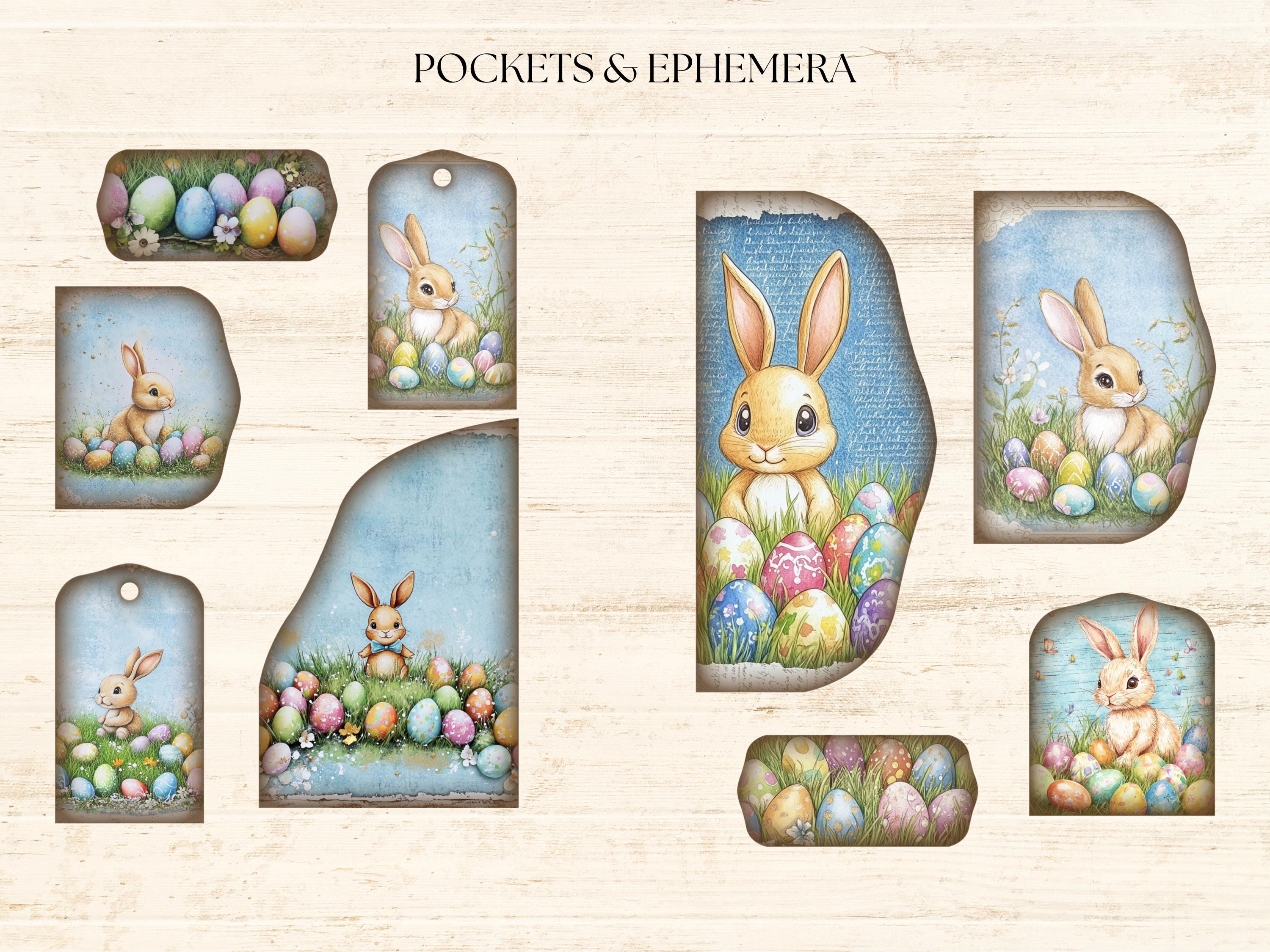 Easter Bunny Junk Journal Folio Kit Folding Folder DIY Paper Craft ...