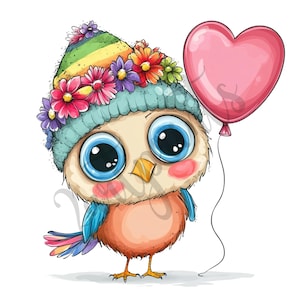 JPG Clipart Birthday Party Animals: Cute Graphics For Crafts and Decor | Commercial Use | 20 Whimsical Bird Clipart