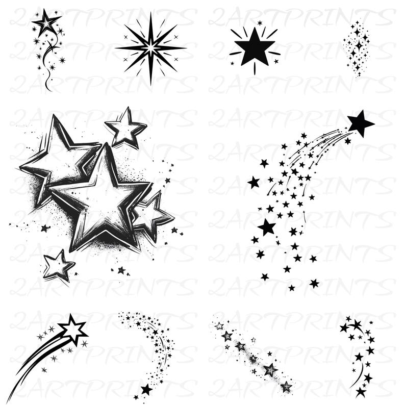 Stars PNG, Star Clipart, Stars SVG, Sparkling Stars Image Bundle, Cool Star Designs, Shooting Star Vector, Falling Stars, Star Shape