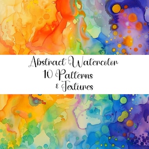 Abstract Watercolor Patterns Digital Paper Bundle, Colorful Graphics For Backgrounds, Backdrop, Junk Journal, & More