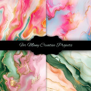 Alcohol Ink Rainbow Digital Paper Bundle, Marble Texture Backgrounds