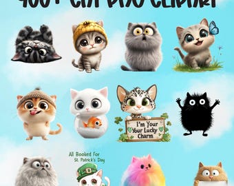 Söta knäppa katter PNG Clipart-designer och utskrivbara väggkonst | Kattdagbokspapper | Roliga kattungebilder | 1000+ bilder