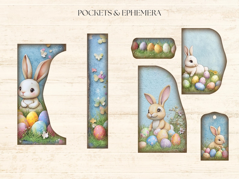 Easter Bunny Junk Journal Folio Kit Folding Folder DIY Paper Craft ...