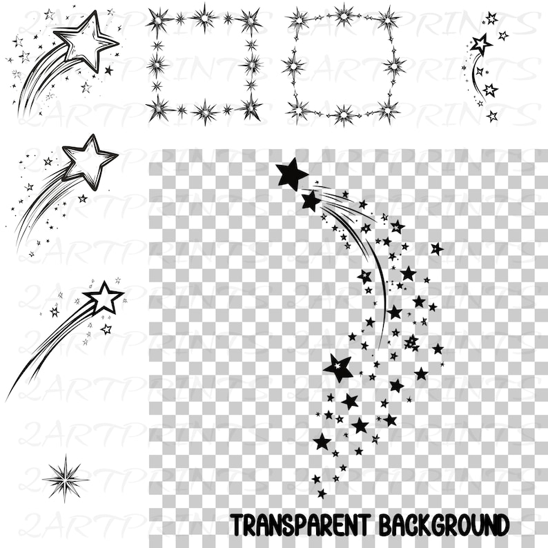 Stars PNG, Star Clipart, Stars SVG, Sparkling Stars Image Bundle, Cool Star Designs, Shooting Star Vector, Falling Stars, Star Shape