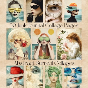 Surreal Lady Collage Junk Journal Papers | Printable Ephemera | Abstract Mixed Media Art | Scrapbook Supplies | 50 JPG