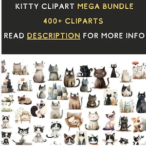 Cat PNG Clipart, Quirky Cats Clip Art, Cat & Kitten Images, Cute Cat Graphics, Funny Whimsical Kitty Cats Art Digital Bundle