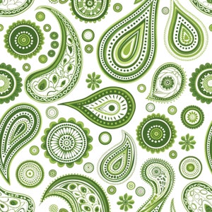 Seamless Green Paisley Pattern | SVG PNG Files | Indian Paisley Bandana Prints SVG | Commercial Use Allowed