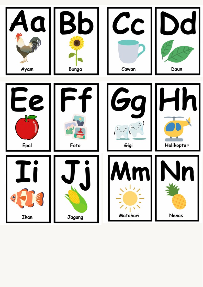 Bahasa Melayu Flashcard Etsy