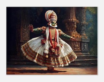 Kathakali Dancer Canvas Print, Kerala India Ethnic Traditional Heritage Gift Wall Art Home Office Cultural Decor, Ready to Hang