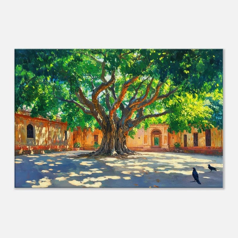 Giant Tree in an Abandoned Indian Palace Courtyard Canvas Print, Wall