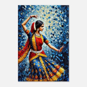 Indian Female Dancer in a Crescendo of Color Canvas Print, India Heritage Gift Idea, Wall Art Home Office Studio Decor, Ready to Hang Art