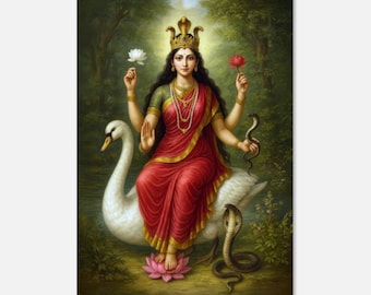 女神マナサ デヴィ  ビンテージ スタイルのインドのヒンドゥー教の