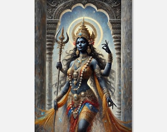 Kali hinduistische Göttin Leinwanddruck, hinduistisches ethnisches Erbe Geschenk, feministische Wandkunst, Haus Büro Studio Wohnzimmer Wohnheim Dekor, fertig zum Aufhängen