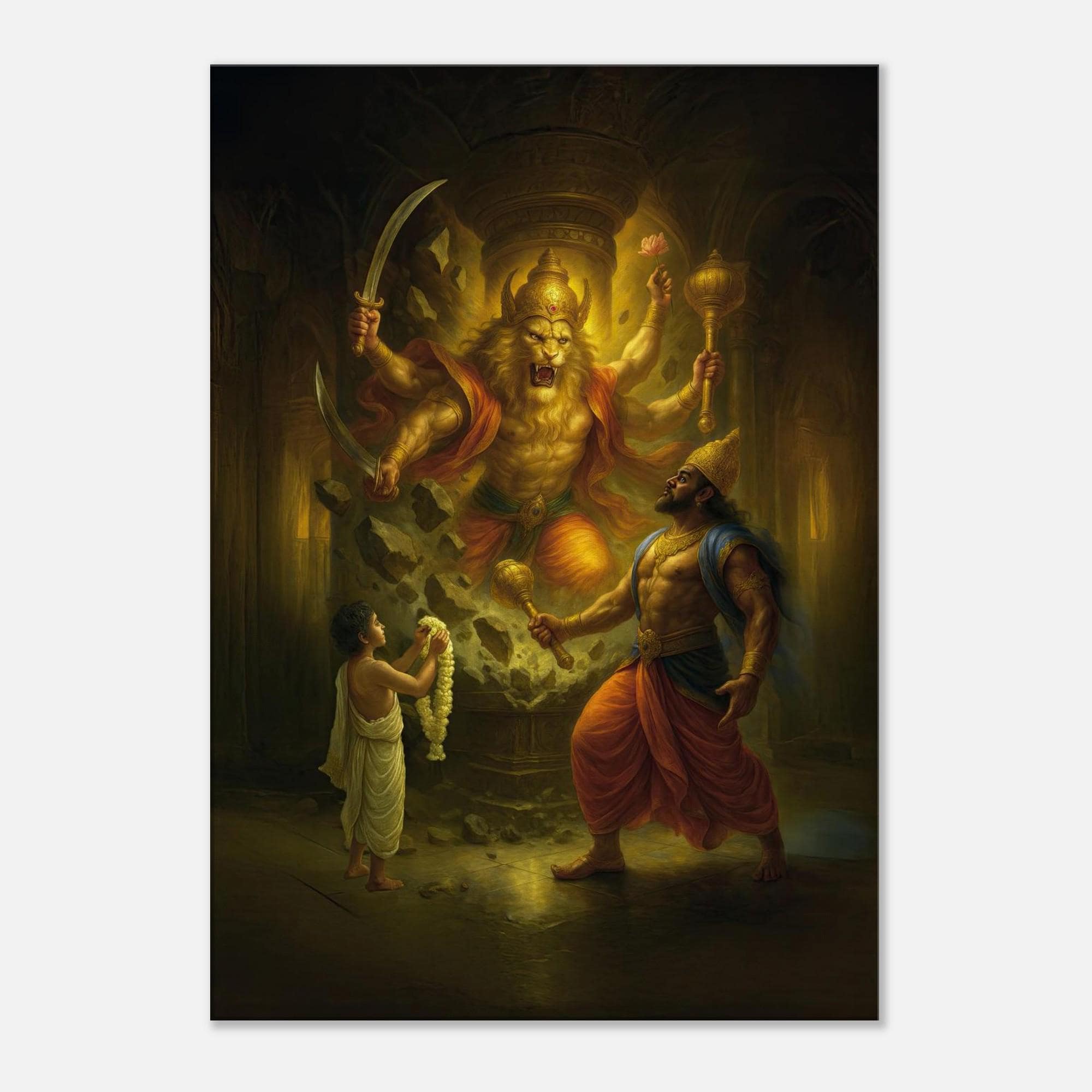 Narasimha avatar protecting Prahlad from Hiranyakashipu 10 Avatars of Vishnu
