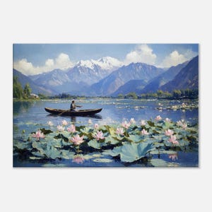 Scenic Himalayan Kashmir Lake Canvas Print, Wall Art Home Office Dorm Living Room Decor India Heritage Landscape Scenic Gift, Ready to Hang