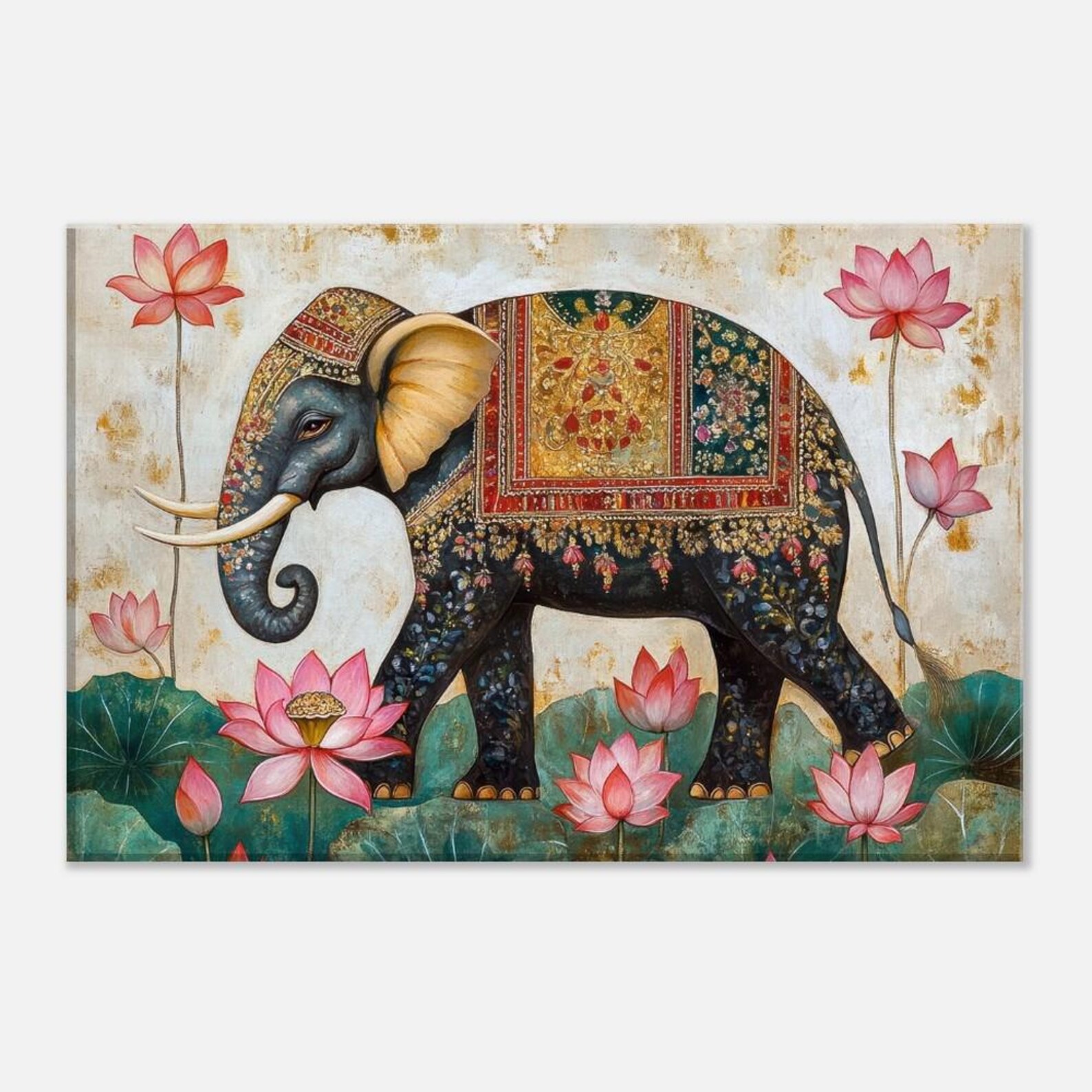 Indian Elephant With Intricate Decorations Canvas Print, Wall Art Home ...