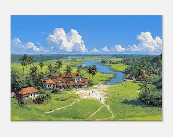 Green Village Kuttanad Region Alappuzha District Kerala Canvas Print, Wall Art Home Office Studio Decor Landscape India Gift, Ready to Hang