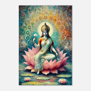 Lakshmi Goddess of Wealth and Fortune Canvas Print, Wall Art Home Office Studio Room Decor Indian Hindu Heritage Ethnic Gift, Ready to Hang