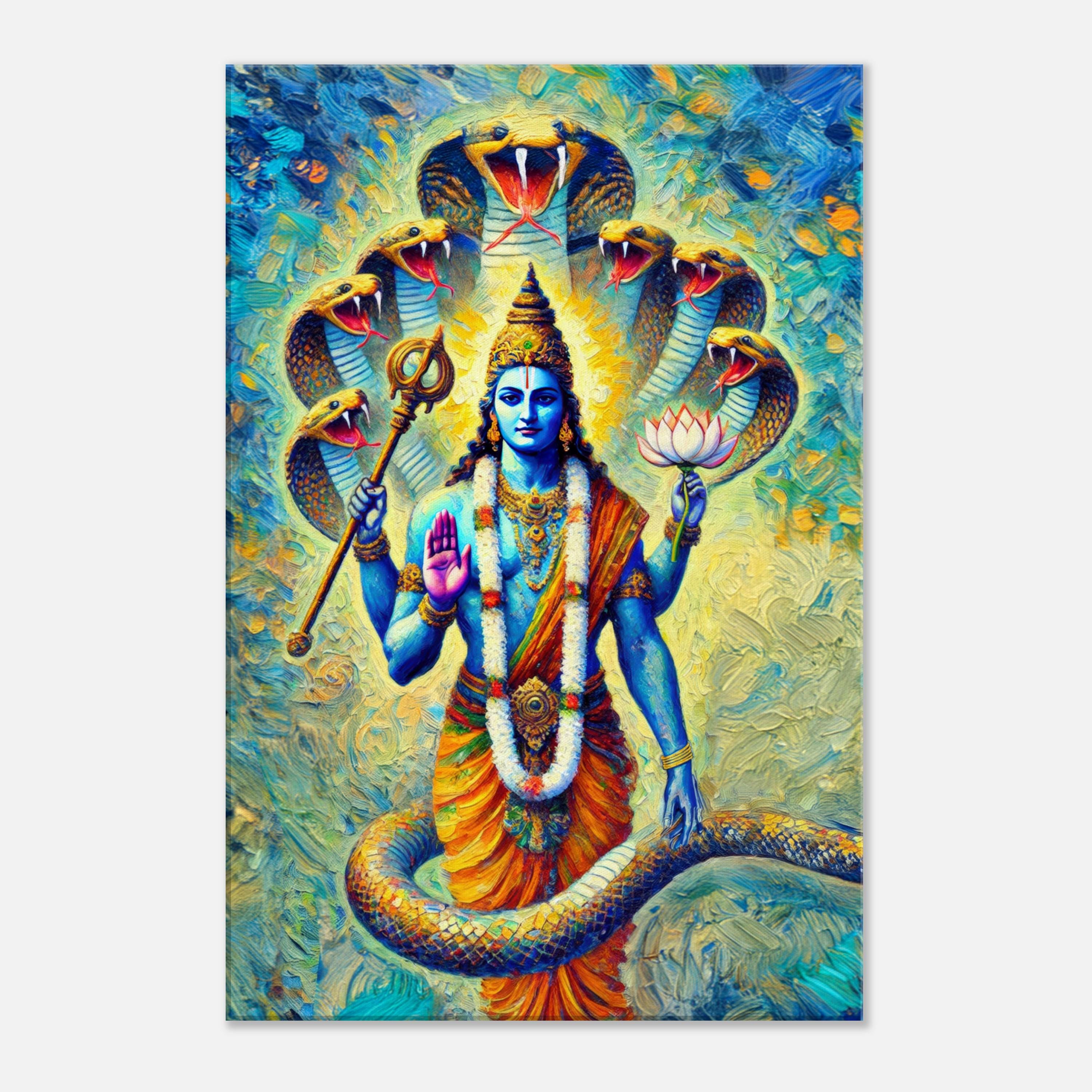 Hindu God Vishnu With Sheshnag Canvas Print, Wall Art Home Office Dorm ...