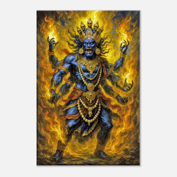 Mahakala Deity Canvas Print, Tibetan Buddhism Avalokiteśvara