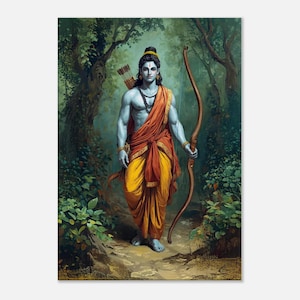 Lord Rama in Vanavasa Jungle Canvas Print, Wall Art Home Office Room Studio Dorm Decor, Indian Hindu Ramayana Heritage Gift, Ready to Hang