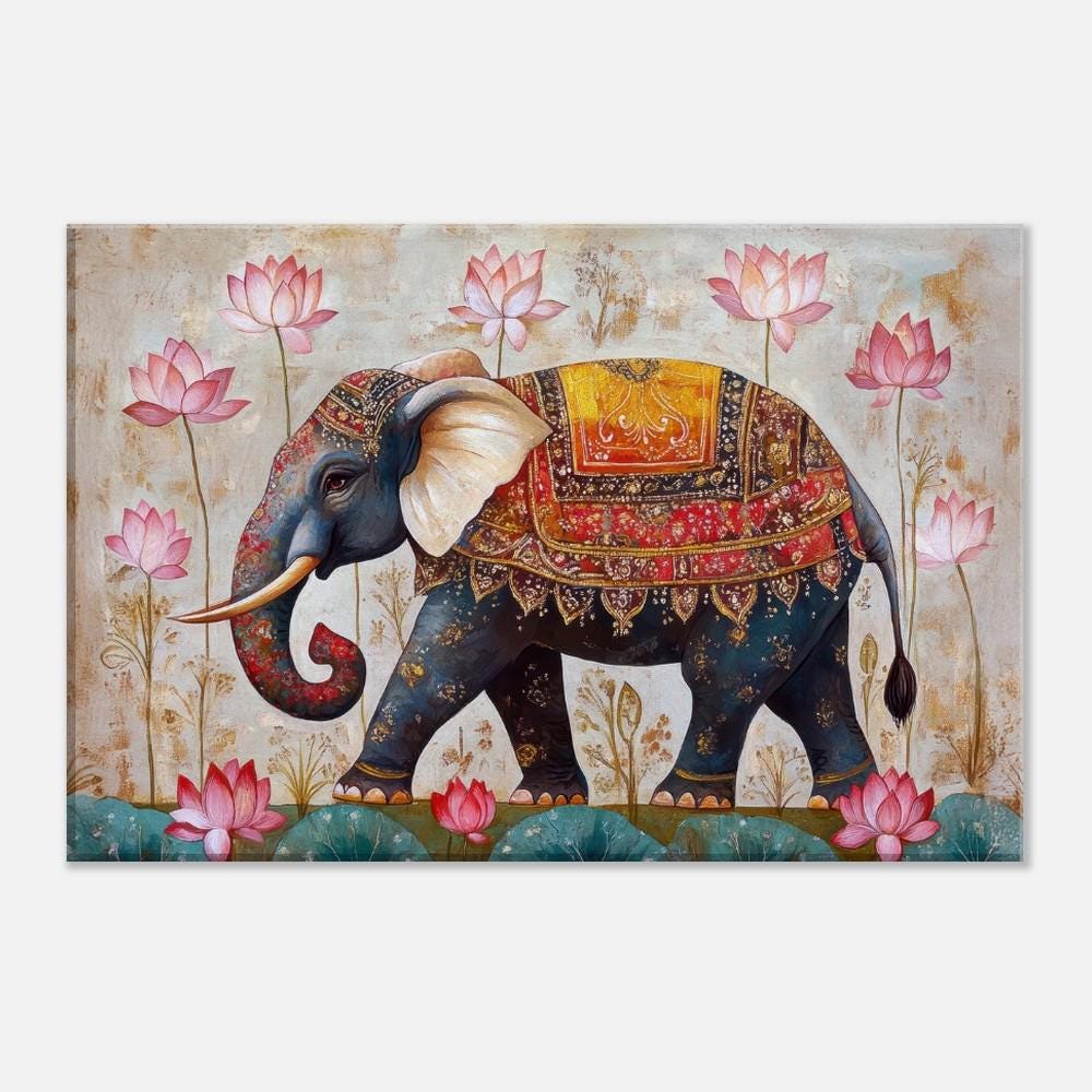 Stampa Su Tela Elefante Grigio - Quadro Moderno 75x150 Cm - Muolunna D1275