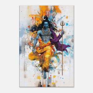 Lord Shiva Abstract Grunge Leinwand Druck, Wand Kunst Home Office Studio Wohnzimmer Dekor, indisch-hinduistisches Erbe ethnisches Geschenk, fertig zum Aufhängen von Kunst