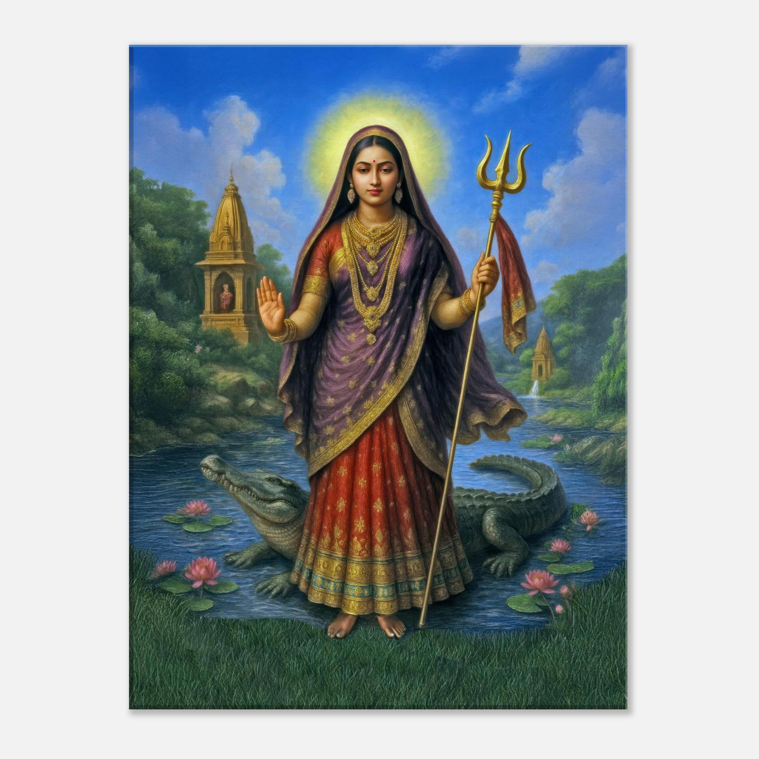 Krishna ベイビークリシュナ 希少、アンティーク調、ヒンドゥー教、インド女神像、キャンバス板張り、フック付き ポスター 〔約70.5cm×約50cm ヒンドゥー教 絵画