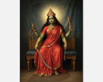Hinduistische Göttin Uchchhishta Matangi Devi Leinwanddruck, Mahavidya, Saraswati, Wandkunst Home Office Dekor, indisches Kulturerbe Geschenk, fertig zum Aufhängen