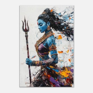 Kali Goddess of Death and Destruction Grunge Canvas Print, Wall Art Home Studio Decor, Hindu Indian Heritage Feminist Gift, Ready to Hang