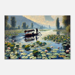 Kashmir Mountain Lake at Dawn Canvas Print, Wall Art Home Office Living Room Studio Decor, Indian Himalayan Scenic Landscape Heritage Gift