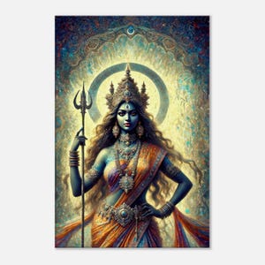 Kali Hindu Goddess of Destruction Canvas Print, Hindu Indian Ethnic Heritage Gift, Feminist Wall Art, Home Office Studio Decor Ready to Hang