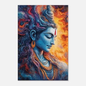 Lord Shiva Cosmic Side Profile Portrait Canvas Print, Wall Art Home Office Yoga Studio Decor, Hindu Heritage Ethnic Gift, Ready to Hang Art