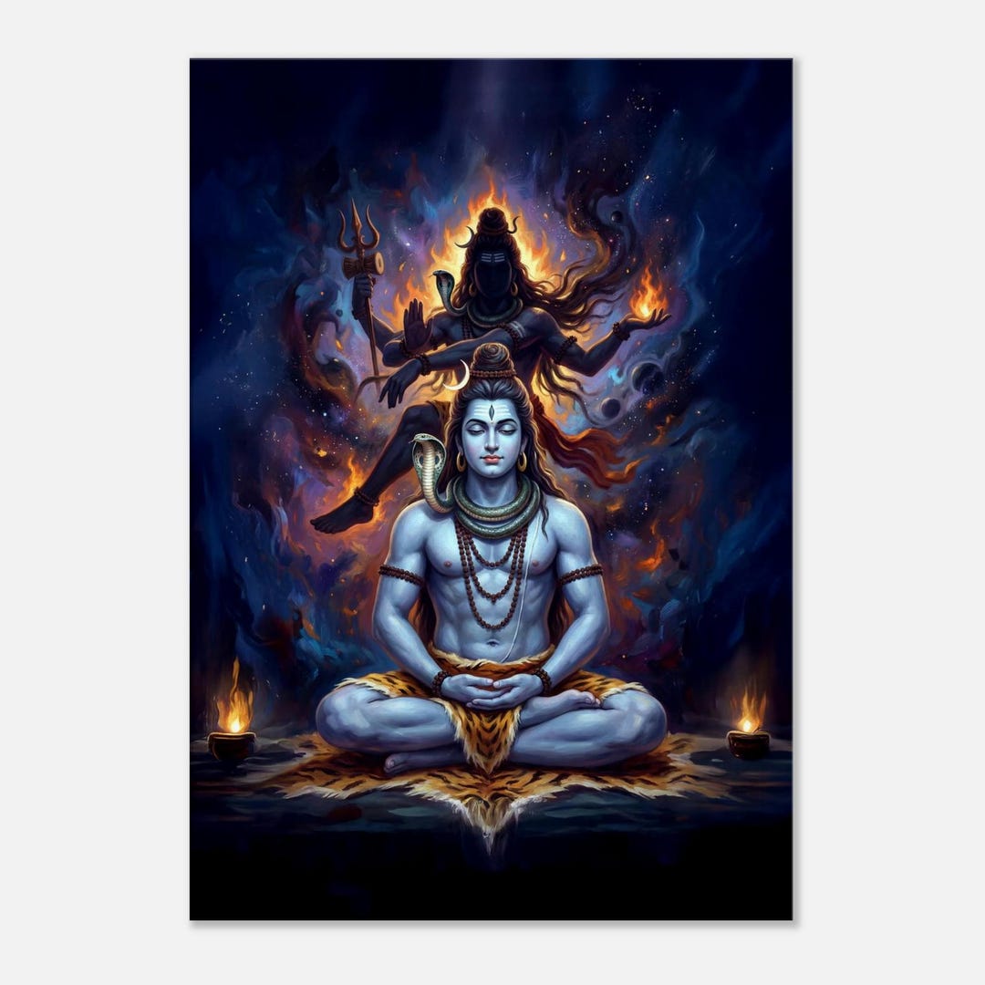 Lord Shiva Meditation With Spiritual Cosmic Tandav Canvas Print ...