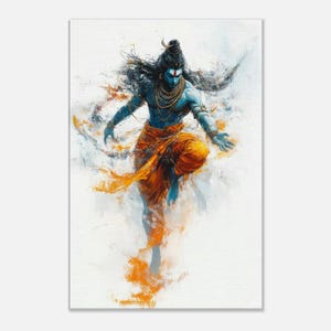 Lord Shiva as Rudra Vertical Canvas Print, Wall Art Home Office Studio Dorm Living Room Decor, Hindu Religion Ethnic Gift, Ready to Hang Art