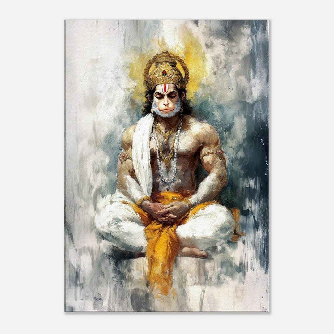 Meditating Lord Hanuman Canvas Print, Union of Physical Power With ...