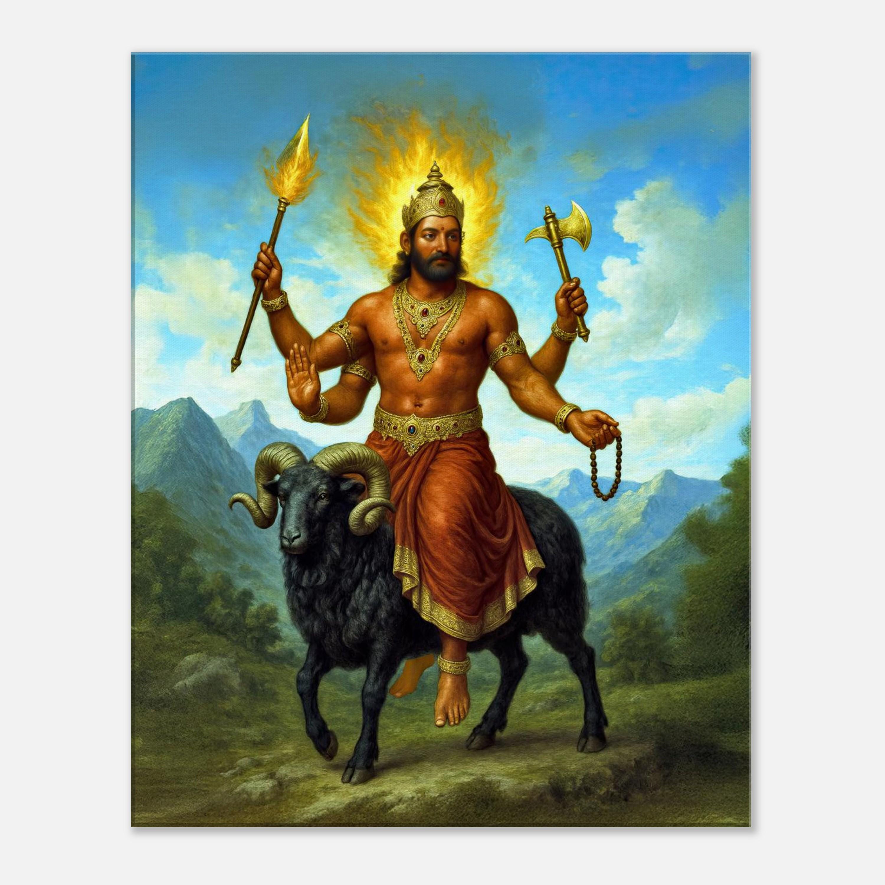 ヒンドゥー教の火の神アグニのキャンバスプリント、背の高い壁アート