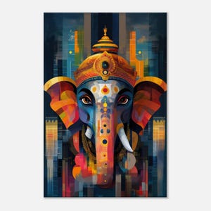 Lord Ganesha Canvas Art Print, Modern Abstract Home Office Studio Living Room Wall Art Decor, Hindu Indian Heritage Gift Idea, Ready to Hang