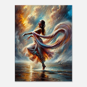 Indian Dancer Wall Art Canvas Print | Colorful Traditional Dance Painting | Ethnic Home Decor | Ready to Hang | Cultural Gift | Office Art