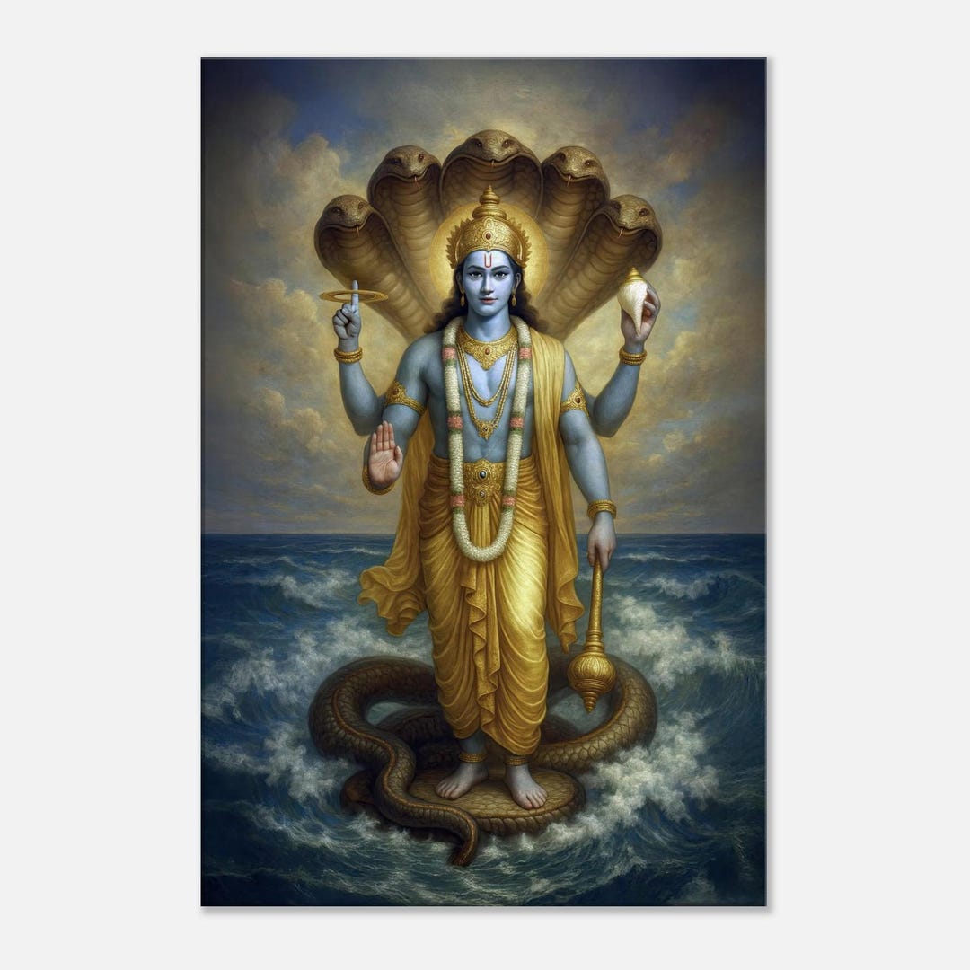 Magnificent Lord Vishnu With Sheshnag Canvas Print, Wall Art Home ...