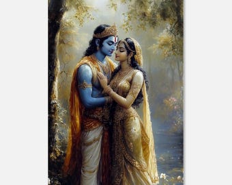Lord Rama and Sita Canvas Print, Wall Art Home Office Studio Living Room Interior Decor, India Hindu Ethnic Heritage Gift, Ready to Hang Art