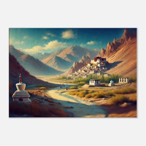 Monastery in Ladakh Canvas Art Print, Indian Heritage Landscape Gift, Wall Art Home Office Living Study Room Studio Decor, Ready to Hang