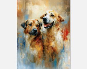 India's Ubiquitous Stray Dog Friends Portrait Canvas Print, Wall Art Home Dorm Studio Canine Lover Interest Decor, Ready to Hang