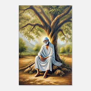 Shirdi Sai Baba Canvas Print, Wall Art Home Office Ethnic Decor Temple Studio, Indian Heritage Spiritual Leader Saint Gift, Ready to Hang