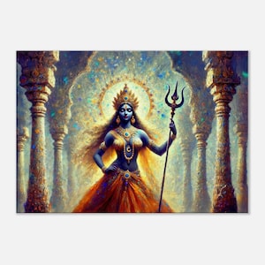 Kali Hindu Goddess of Time and Death Canvas Print, Ethnic Indian Heritage Gift Feminist Art, Home Office Wall Art Decor Ready to Hang Canvas