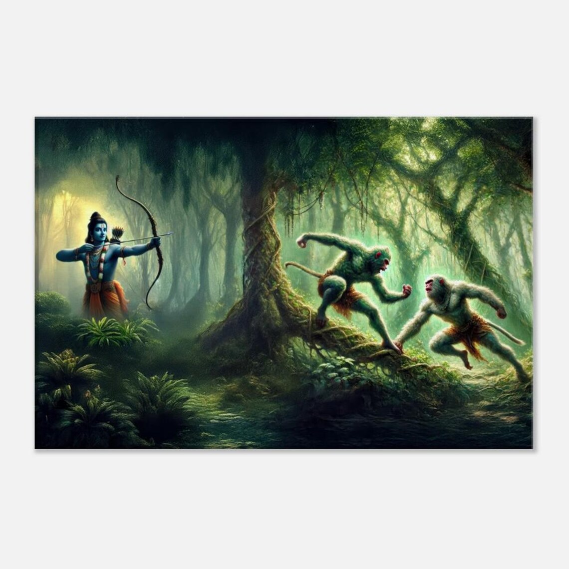 Lord Rama About to Release an Arrow While Vali Fights Sugriva Canvas ...
